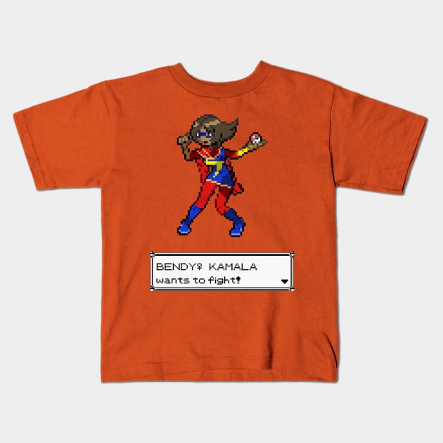 Bendy Girl Kamala Wants to Battle! Kids T-Shirt by sammakesstuff